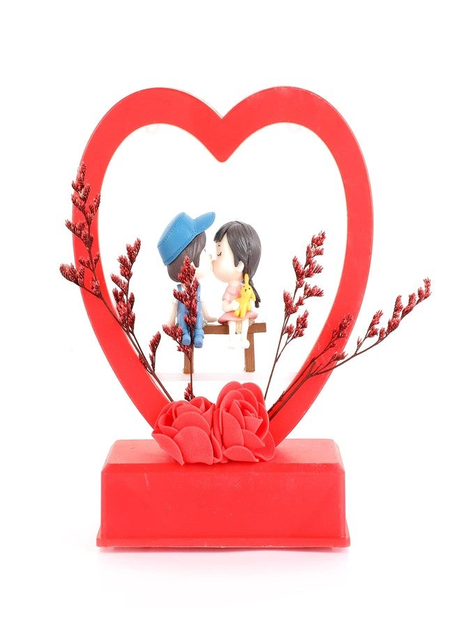 Chocozone Red Musical Couple Showpiece with Lights Valentine Gift for Girlfriend Wife Birthday Gifts for Girls Romantic Couple Gifts (Kiss Miniature) - Image 4